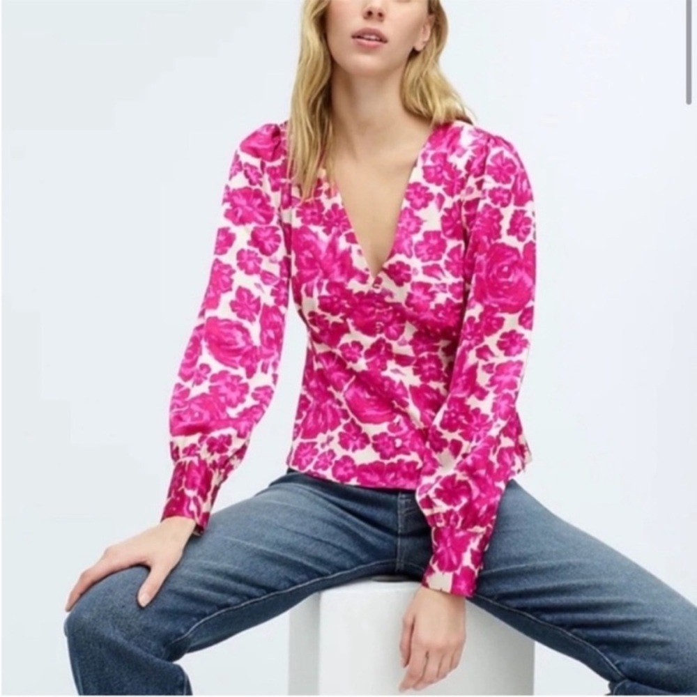 J. Crew Pink Floral Blouse